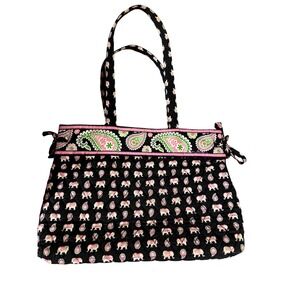 Vintage Vera Bradley Quilted Cotton Retired Pink Elephant Paisley Sherry Tote